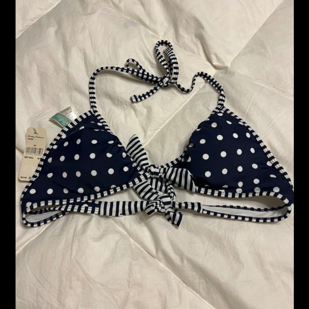 Tommy bahama blue and white polka dot swimsuit top size M